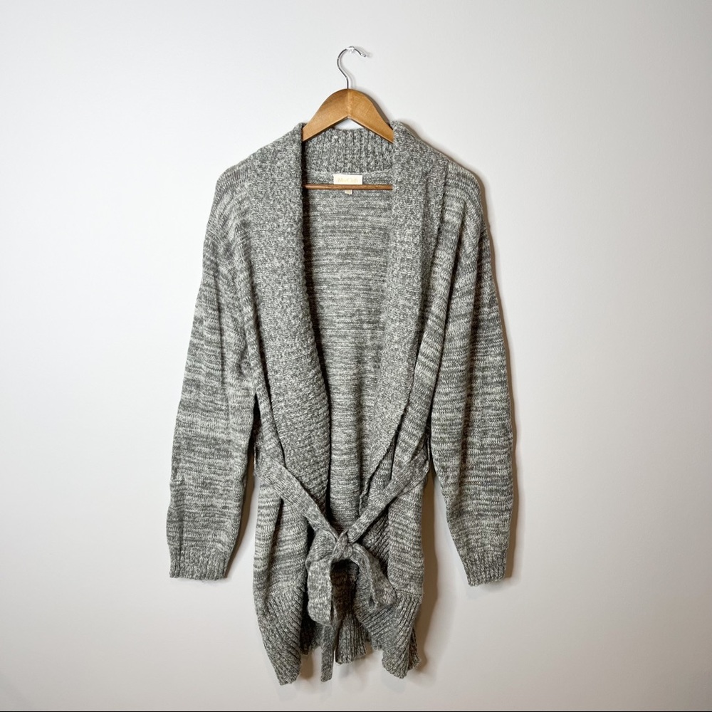 Modcloth Gray Heathered Long Belted Cardigan